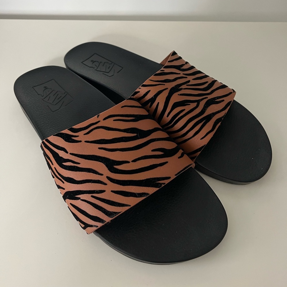 Vans animal print slides - size 9